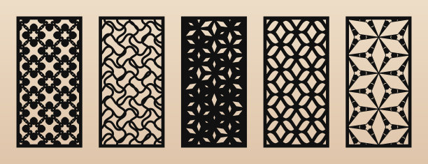 数控，激光切割矢量图案。装饰抽象几何面板与网格图片下载