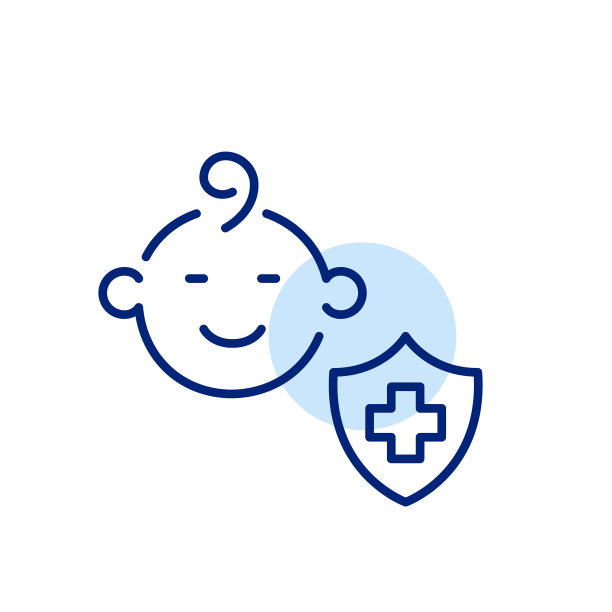 儿科医学。婴儿和十字盾。为婴儿提供专门的保健和保险。像素完美的图标图片下载