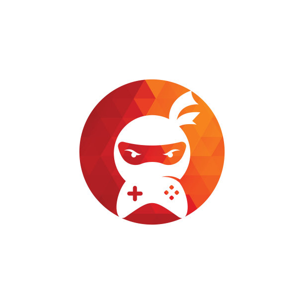 忍者游戏logo设计。忍者游戏标志图像股票向量。图片下载