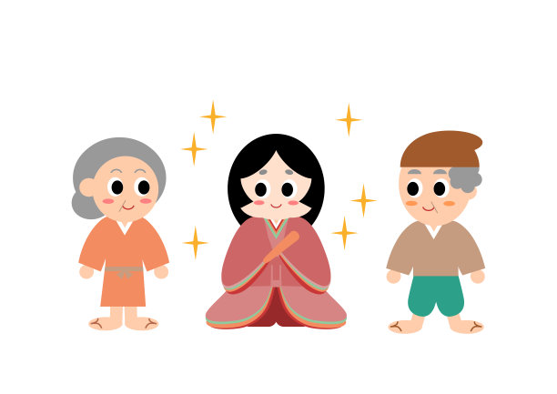 女神公主矢量插图。日本著名的民间故事。图片下载