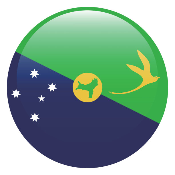 圣诞岛的旗帜。按钮标志图标。标准颜色。圆形图标标志。电脑插图。数码插图。矢量插图。图片下载