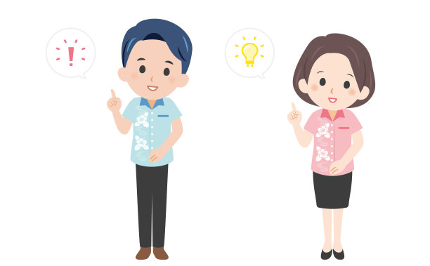 插图男女商业技巧矢量/ Kariyushi / Aloha衬衫图片下载