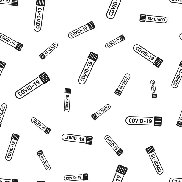 冠状病毒COVID-19试管。无缝模式。白色背景的图标图片下载