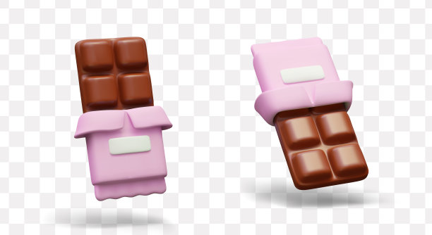 逼真的半开巧克力棒。矢量物体以不同角度照射图片下载