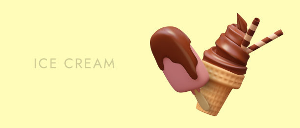 冰棒加馅料，华夫蛋筒软冰淇淋图片下载