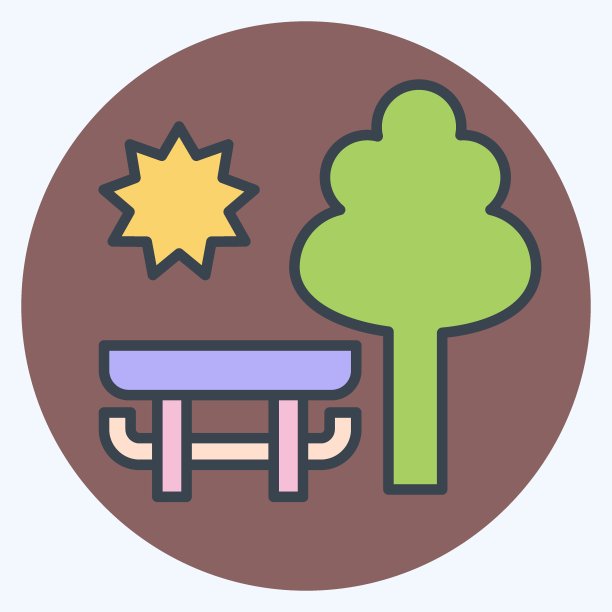 图标公园。相关的照片和插图符号。颜色搭配风格。简单的设计说明图片下载