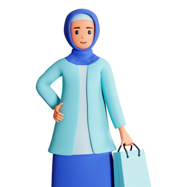 穆斯林妇女角色戴着头巾，拿着扬声器，3d插图孤立在白色上。阿拉伯穆斯林女孩用扩音器讲话的营销理念图片下载