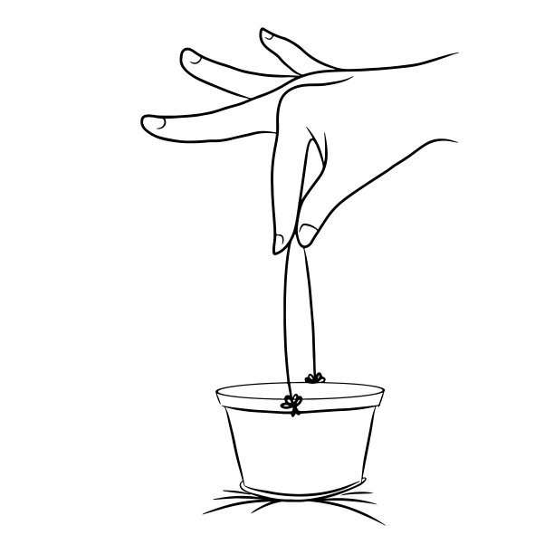 连续线条绘制。手捧水桶水。矢量图图片下载