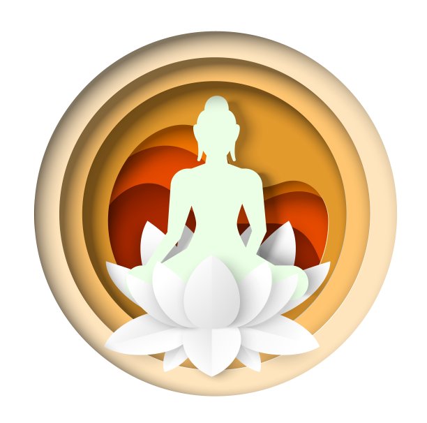 佛教宗教符号剪纸工艺艺术矢量插图图片下载