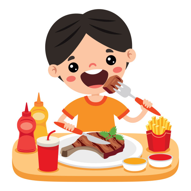 卡通小孩的食物概念图片下载