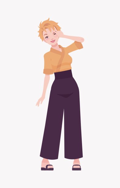 年轻女子日式办公室装，可爱少女站姿图片下载