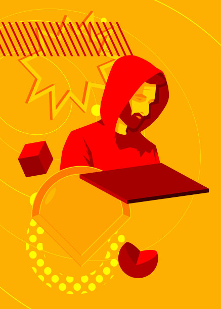 男子与几何图形复古主题背景。最小几何元素。复古抽象形状矢量插图。图片下载