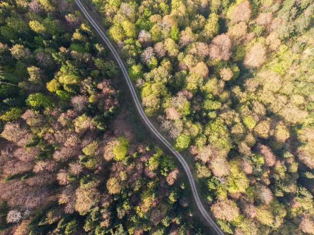 汽车公路穿过土耳其山林，春日无人机画面。高质量的照片。图片下载