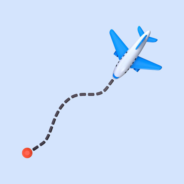 飞机轨迹的三维路线。旅行照片，飞机飞行路线图片下载