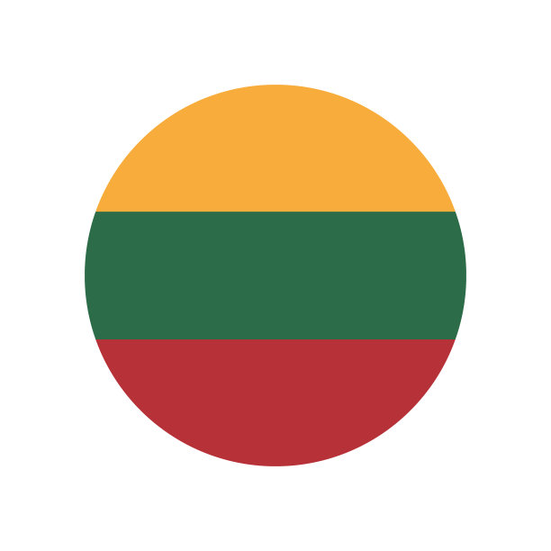 立陶宛圆旗。圆形图标标志。国旗图标。标准颜色。数码插图。电脑插图。矢量插图。图片下载