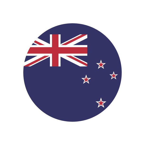 新西兰国旗。新西兰圆形国旗图标。标准颜色。电脑插图。数码插图。矢量插图。图片下载