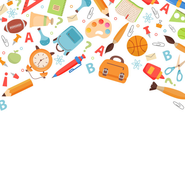 学习用品。回到学校。教育手绘符号。学校的图标。图片下载