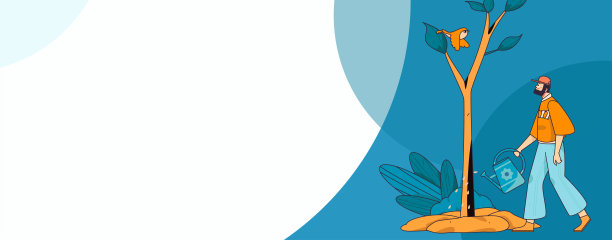 平面字符矢量概念操作手绘插图植树节植树在春天图片下载