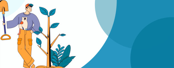 平面字符矢量概念操作手绘插图植树节植树在春天图片下载