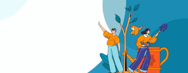 平面字符矢量概念操作手绘插图植树节植树在春天图片下载