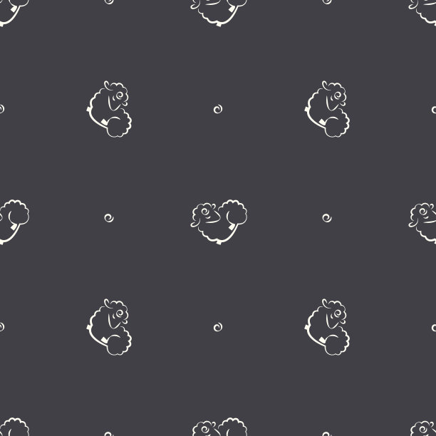 无缝动物图案与羔羊，风格化的图像，矢量图片下载