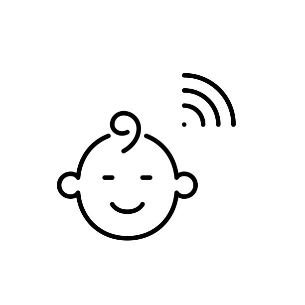 微笑的婴儿剪影和wifi符号。婴儿监护的智能设备，育儿技术。矢量图标图片下载