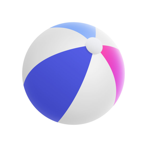 矢量充气沙滩球，白色背景上的条纹气球图片下载