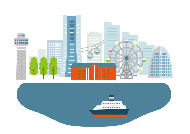 横滨市矢量插图。图片下载