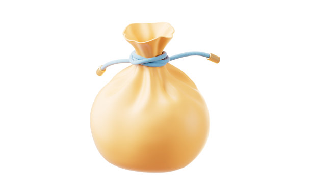 橙色卡通礼品袋，3d渲染。图片下载