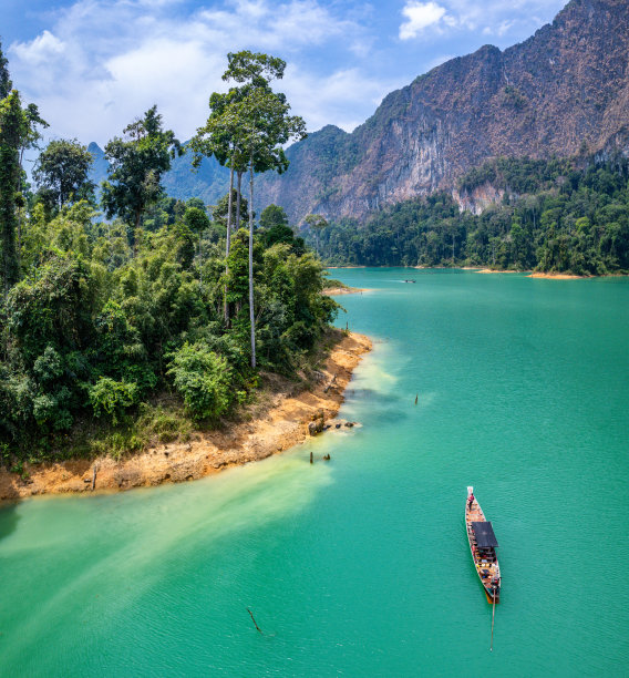 在泰国素叻他尼的周兰湖上的考索国家公园，与野生大象一家相遇图片下载