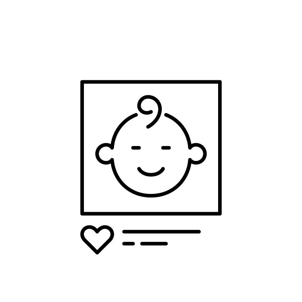 社交媒体上的婴儿微笑照片。婴儿公告，家庭博客和产品广告。矢量图标图片下载