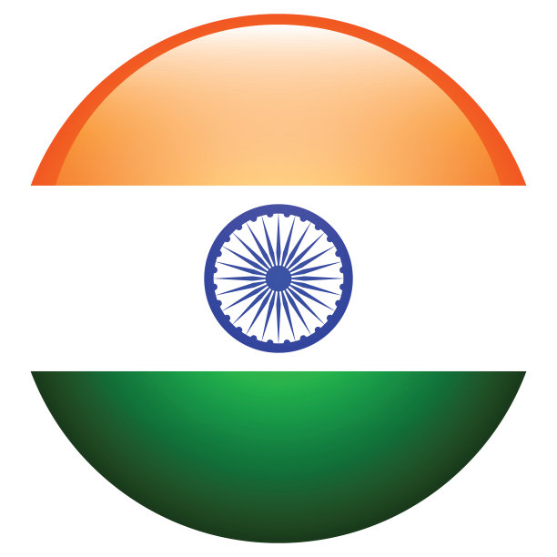 印度国旗。印度国旗。印度圆旗。按钮标志图标。标准颜色。圆形图标标志。电脑插图。数码插图。矢量插图。图片下载