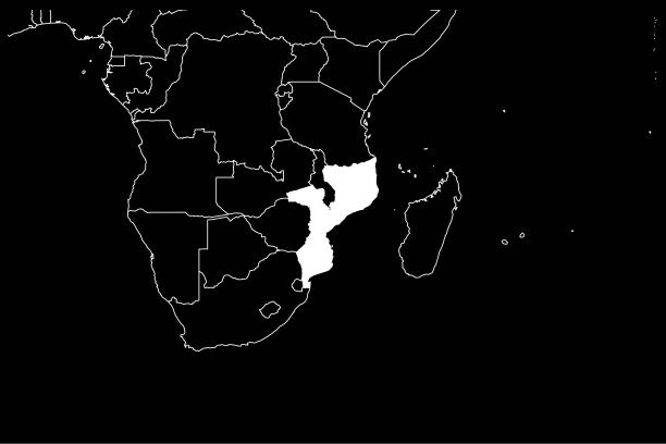 莫桑比克地图非洲黑色背景图片下载