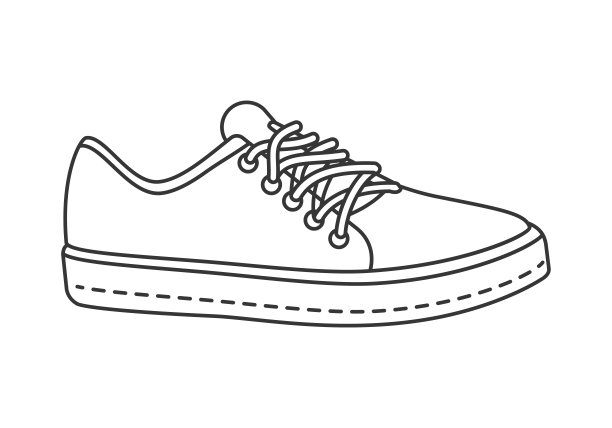 带鞋带和直底的休闲鞋，是行走鞋线的标志图片下载