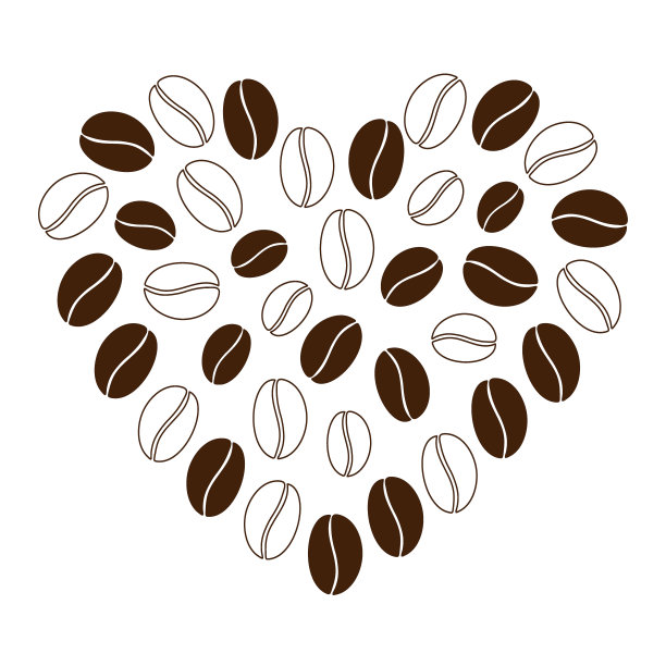 心形轮廓和轮廓咖啡豆抽象背景纹理咖啡日问候的想法图片下载
