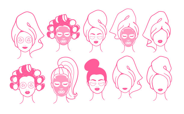 妇女用面膜和发巾图片下载