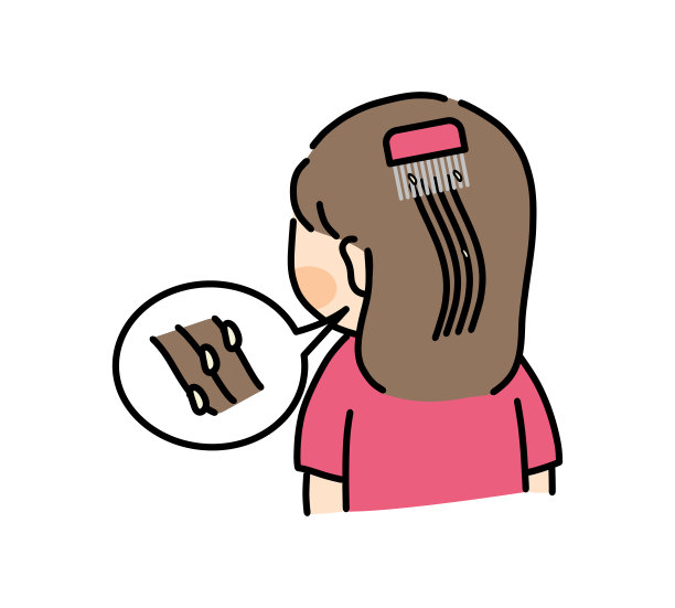 女孩和头虱的插图，鸡蛋和梳子图片下载