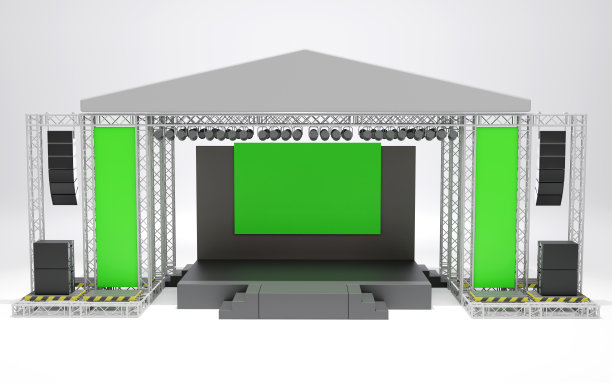 户外活动舞台设计3D效果图，用于灯光音响系统展示，音乐会演出业务图片下载