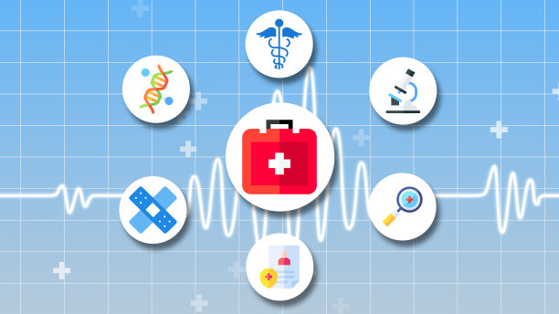 带有心电图和网格背景的医学图标图片下载