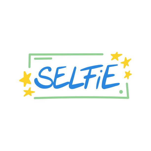 自拍-一个现代俚语，意思是自己拍的照片或照片-手绘字母。Z世代流行语，千禧一代的流行语涂鸦贴纸图片下载