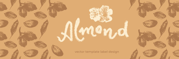 杏仁横幅背景。杏仁无缝图案。图片下载
