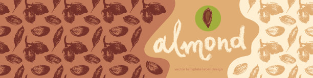 杏仁横幅背景。杏仁无缝图案。图片下载