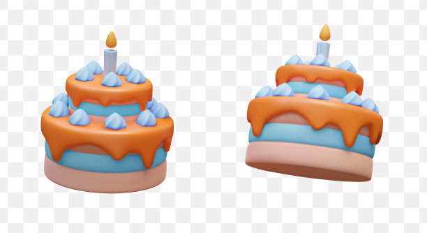 五颜六色的多层蛋糕，有顶部和奶油装饰图片下载