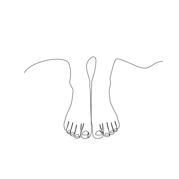 赤脚连续细线，极简的脚画，单线艺术赤脚，单一轮廓画图片下载