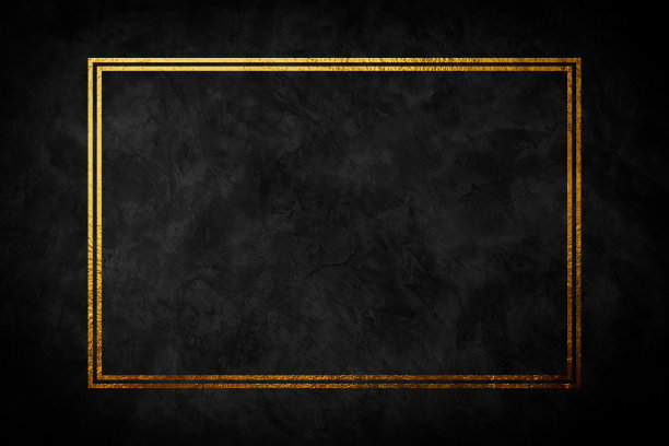 金色闪闪发光的复古框架与阴影孤立的黑色背景。黄金豪华现实矩形边框。矢量插图。图片下载