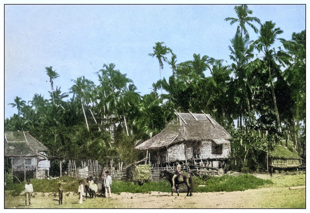 古色古香的黑白照片:菲律宾宿务岛的房子图片下载