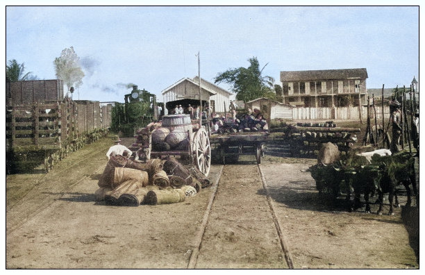 古色古香的黑白照片:古巴巴塔巴诺火车站图片下载