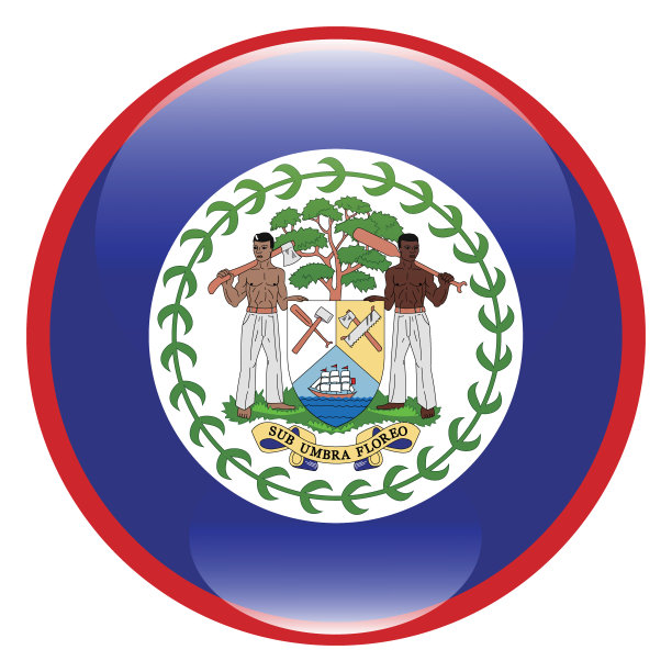 伯利兹国旗圆形按钮图标：标准颜色电脑数字矢量插画图片下载