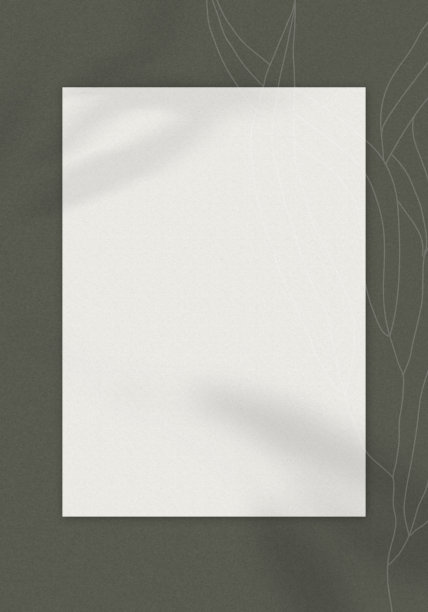 用空白纸张的模型，桉树叶子的阴影，桉树树枝在深绿色上的线条艺术图片下载