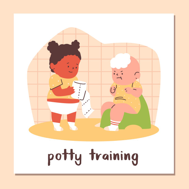 一个色彩缤纷的场景，一个男孩和一个女孩在厕所里练习卫生图片下载